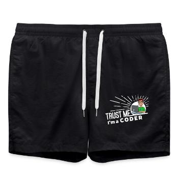 Trust me, I'm a Coder - Programmierer Spruch - Badeshorts - Schwarz - Vorne - AI Model Male 185 light (185cm)