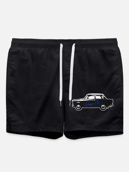 P601 Trabbi Ost Oldtimer - Auto fürs Herz - Badeshorts - Schwarz