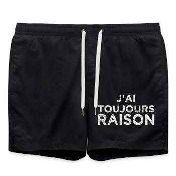 J'ai toujours raison - Short de bain - noir - Devant - AI Model Male 185 light (185cm)