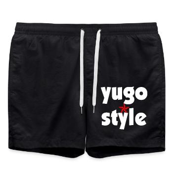 yugo style - Badeshorts - Schwarz - Vorne - AI Model Male 185 light (185cm)