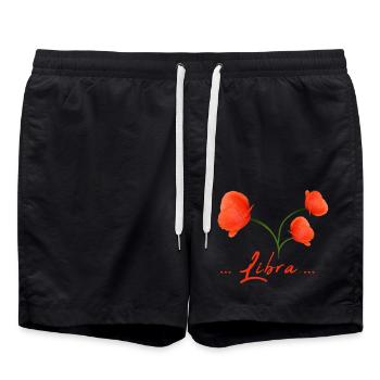 Waage Sternzeichen Waage Mohnblume Mohn - Badeshorts - Schwarz - Vorne - AI Model Male 185 light (185cm)
