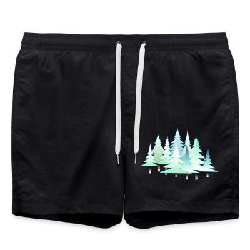 Weihnachten Winter Tannen Winterlandschaft Wald - Badeshorts - Schwarz - Vorne - AI Model Male 185 light (185cm)