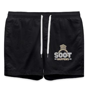 Ruß kommt vor Schornsteinfeger Schornsteinflüstere - Badeshorts - Schwarz - Vorne - AI Model Male 185 light (185cm)