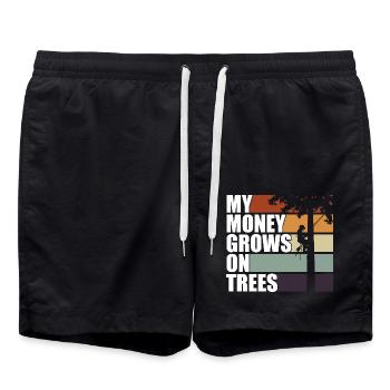 Mein Geld Wächst Auf Bäumen Vintage Tree Climb - Badeshorts - Schwarz - Vorne - AI Model Male 185 light (185cm)
