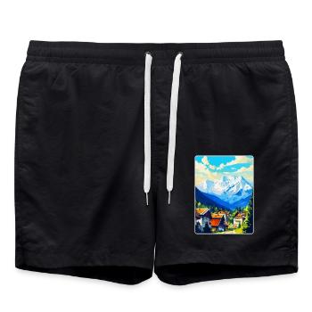 Zakopane Polen Vintage Reiseplakat Souvenir WPA - Badeshorts - Schwarz - Vorne - AI Model Male 185 light (185cm)