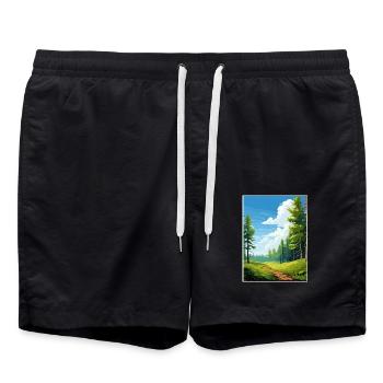 Kaitoke Regional Park Neuseeland Reiseposter - Badeshorts - Schwarz - Vorne - AI Model Male 185 light (185cm)