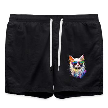 Angora Katze Weiße Angorakatze Süße Angora Katzen - Badeshorts - Schwarz - Vorne - AI Model Male 185 light (185cm)