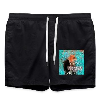 Fuchs im Splatter-Look: Tierwitz - Badeshorts - Schwarz - Vorne - AI Model Male 185 light (185cm)