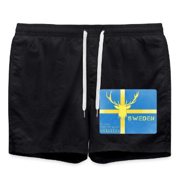 Sweden wildlife Schweden Fahne - Badeshorts - Schwarz - Vorne - AI Model Male 185 light (185cm)