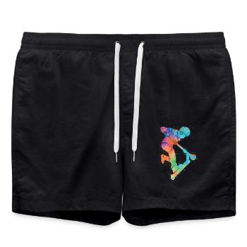 Tretroller Bunt Scooterfahrer Stunt Scooter - Badeshorts - Schwarz - Vorne - AI Model Male 185 light (185cm)