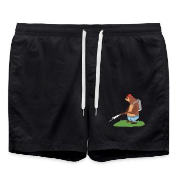Tatkräftiger Kammerbär Schädlingsjagd - Badeshorts - Schwarz - Vorne - AI Model Male 185 light (185cm)