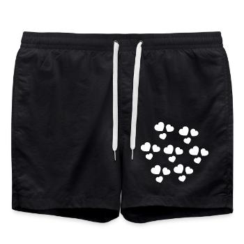 HERZ. HERZ. HERZ. KÜSSEN. SCHMATZEN. KÜSST. - Badeshorts - Schwarz - Vorne - AI Model Male 185 light (185cm)