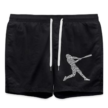 Baseball Baseballer Jungen Baseballspieler - Badeshorts - Schwarz - Vorne - AI Model Male 185 light (185cm)