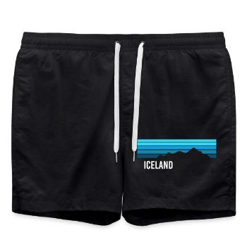 Island Iceland Geysir Fjorde Vulkan - Badeshorts - Schwarz - Vorne - AI Model Male 185 light (185cm)