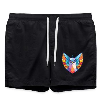 Taube Buntes Aquarell Tier Haustier Illustration - Badeshorts - Schwarz - Vorne - AI Model Male 185 light (185cm)