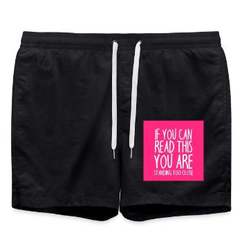 Mundschutz lustig Spruch - lustige Sprüche - Badeshorts - Schwarz - Vorne - AI Model Male 185 light (185cm)