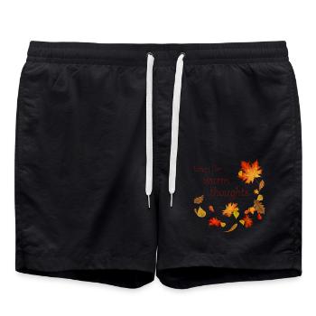 Time for warm Thoughts - Herbstblätter Spruch - Badeshorts - Schwarz - Vorne - AI Model Male 185 light (185cm)