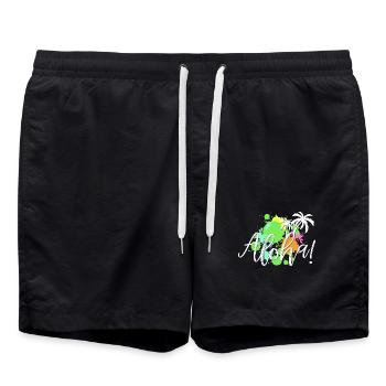 Aloha Tropical Splash - Swim Trunks - black - Front - AI Model Male 185 light (185cm)