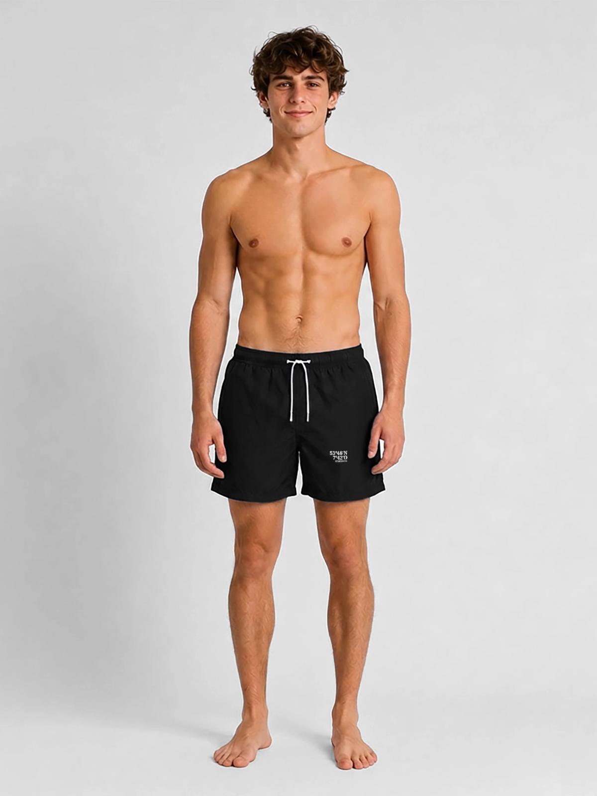 Spiekeroog - Badeshorts - Schwarz - Vorne - AI Model Male 185 light (185cm)