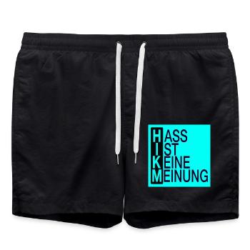Hass ist keine Meinung - Badeshorts - Schwarz - Vorne - AI Model Male 185 light (185cm)