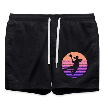 Handballerin Handball Frauen Handballspielerin - Badeshorts - Schwarz - Vorne - AI Model Male 185 light (185cm)