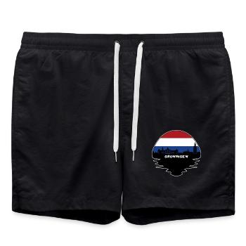 Groningen Niederlande Flagge Skyline Silhouette Trav - Badeshorts - Schwarz - Vorne - AI Model Male 185 light (185cm)