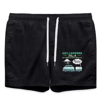 Camper Spruch Wohnwagen Wohnmobil Womo Camping - Badeshorts - Schwarz - Vorne - AI Model Male 185 light (185cm)