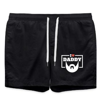 I love Daddy - Bart Motiv für Papa - Badeshorts - Schwarz - Vorne - AI Model Male 185 light (185cm)