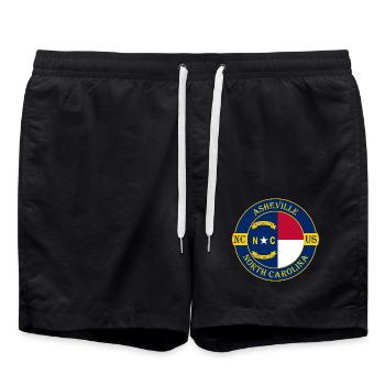 Asheville North Carolina Flagge USA Souvenir Logo - Badeshorts - Schwarz - Vorne - AI Model Male 185 light (185cm)