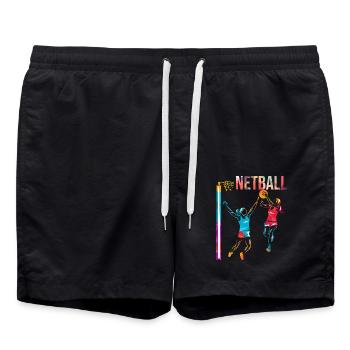 Pfeilschneller Netball Hallenspiel - Badeshorts - Schwarz - Vorne - AI Model Male 185 light (185cm)