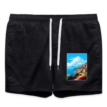 Elbe Italie Affiche de voyage vintage souvenir souvenir - Short de bain - noir - Devant - AI Model Male 185 light (185cm)