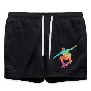 Skateboarder Skateboard Mädchen Skater Kinder - Badeshorts - Schwarz - Vorne - AI Model Male 185 light (185cm)