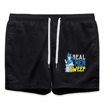 Echte Männer kehren Schornsteinfeger Schornsteinfl - Badeshorts - Schwarz - Vorne - AI Model Male 185 light (185cm)
