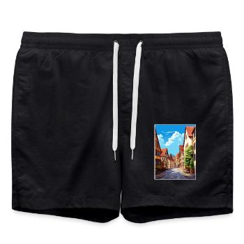 Nürnberg Dekoration Deutschland Vintage Reiseposter - Badeshorts - Schwarz - Vorne - AI Model Male 185 light (185cm)