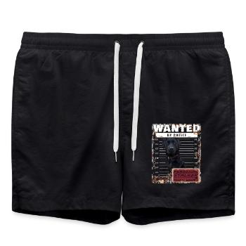 Schwarzer Labrador GESUCHT lustiges Motiv - Badeshorts - Schwarz - Vorne - AI Model Male 185 light (185cm)