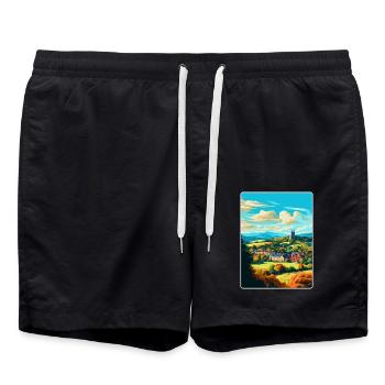 Great Malvern England Uk Travel Poster Souvenir - Swim Trunks - black - Front - AI Model Male 185 light (185cm)
