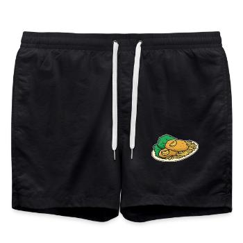 Goldgelbes Wiener Schnitzelgericht - Badeshorts - Schwarz - Vorne - AI Model Male 185 light (185cm)
