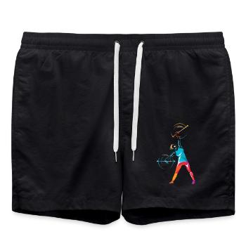 Eleganter Majorettenstab Showauftritt - Badeshorts - Schwarz - Vorne - AI Model Male 185 light (185cm)