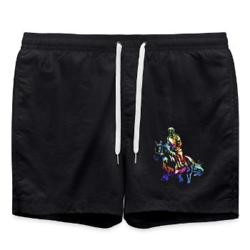 Forderndes Distanzreiten Pferdesport - Badeshorts - Schwarz - Vorne - AI Model Male 185 light (185cm)