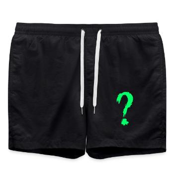 Fragezeichen Grün - Badeshorts - Schwarz - Vorne - AI Model Male 185 light (185cm)
