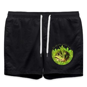 Frosch Prinz König küss mich - Badeshorts - Schwarz - Vorne - AI Model Male 185 light (185cm)
