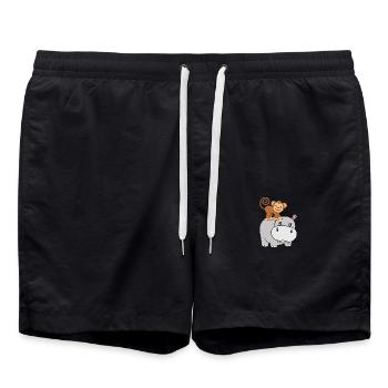Nilpferd Affe Hippo - Badeshorts - Schwarz - Vorne - AI Model Male 185 light (185cm)