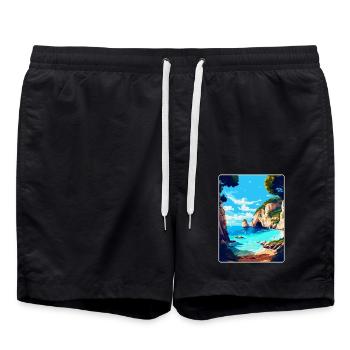 Zakynthos Greece Vintage Travel Poster Souvenir - Swim Trunks - black - Front - AI Model Male 185 light (185cm)