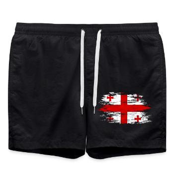 Georgien Flagge used - Badeshorts - Schwarz - Vorne - AI Model Male 185 light (185cm)
