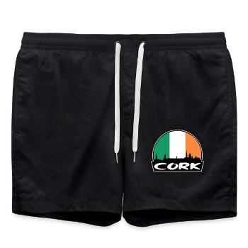 Cork Irland Flagge Skyline Silhouette Reisen - Badeshorts - Schwarz - Vorne - AI Model Male 185 light (185cm)