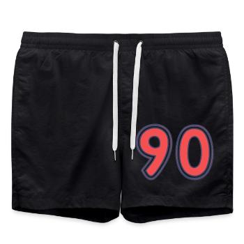 90. 90 JAHRE. 90-JÄHRIGES JUBILÄUM. 90-JÄHRIGES JUBILÄUM. - Badeshorts - Schwarz - Vorne - AI Model Male 185 light (185cm)