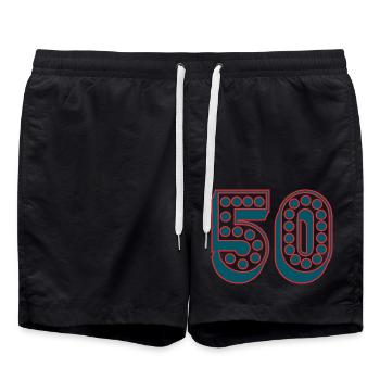 50. 50 JAHRE. 50. JAHRESTAG. 50-JÄHRIGES JUBILÄUM. - Badeshorts - Schwarz - Vorne - AI Model Male 185 light (185cm)