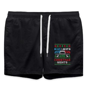 Blaue Lichter und Weihnachtsnächte Polizei Weihnac - Badeshorts - Schwarz - Vorne - AI Model Male 185 light (185cm)