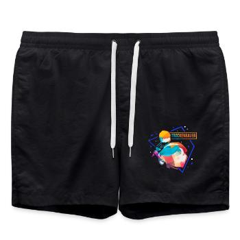 Vielseitiger Trockenbauer Innenausbau - Badeshorts - Schwarz - Vorne - AI Model Male 185 light (185cm)