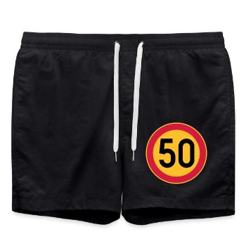 50th Birthday Speed Limit 50 Sign - Swim Trunks - black - Front - AI Model Male 185 light (185cm)